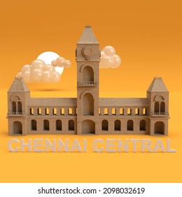 Chennai Central Railway Station Monument In 3d Render
