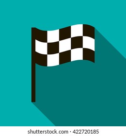 Chequered Flag Icon. Illustration Of Chequered Flag In Flat Style For Any Design