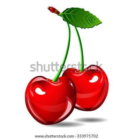 Cherry berry isolate on white background. illstration