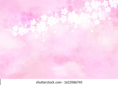 Cherry Blossom Silhouette Background Light Pink Stock Illustration ...