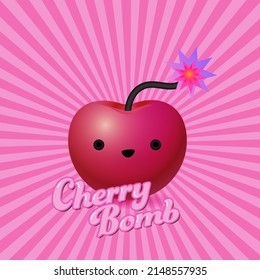 Cherry bomb illustration poster decoration