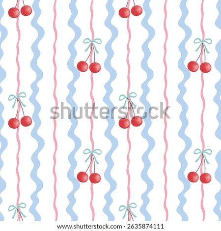 Cherry Bow Wave Pattern Seamless Pattern Design