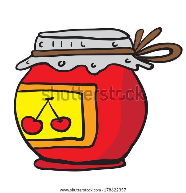Download Cherry Jam Jar Cartoon Stock Illustration 178622357