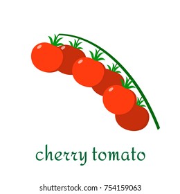 Cherry Tomato Icon In Flat Style. Isolated Object, Logo. Vegetable From The Farm. Organic Food. Illustration.