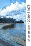 Chesapeake Bay and clouds, illustration 