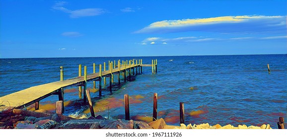 Chesapeake Bay Fishing Pier, Illustration 