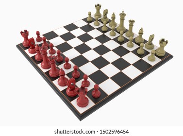 Chess Board Chess Pieces Setup 3d Stock Illustration 1502596454 ...