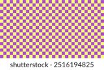 Chess board with very small squares background. yellow cream and purple checkered colors. Repeating texture, illustration, repeating checkered background