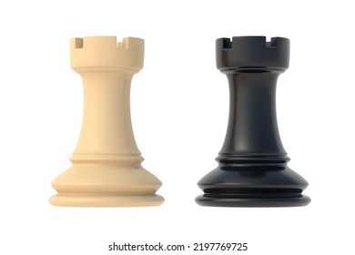 Chess Figure Rook Isolated On White Background. 3d Render