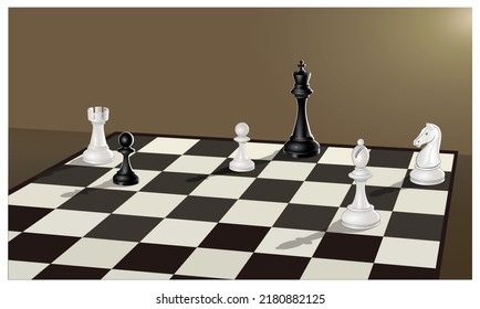 Chess Game In Final Step - A Soldier Wants Power, Image Illustration