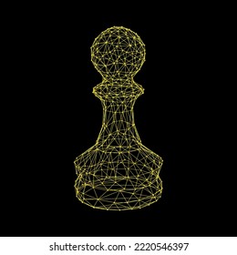 Chess Pawn Made Of Balls And Sticks, Close-up View, 3D Illustration