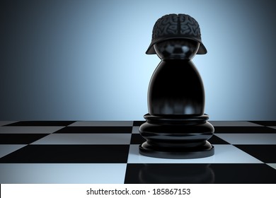 Chess Pawn Wearing A Thinking Cap