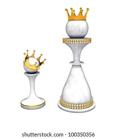 Chess Queen And Pawn With Gold Crown