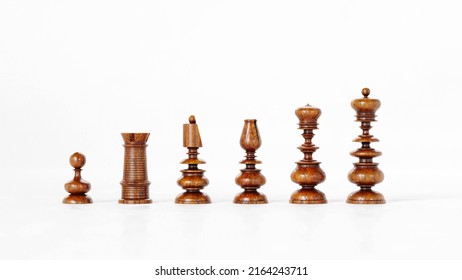 `Chess Set Composition 3D Render. A Victorian Oak And Ebonized. Mid 19-th Century.