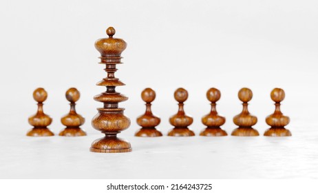 `Chess Set Composition 3D Render. A Victorian Oak And Ebonized. Mid 19-th Century.