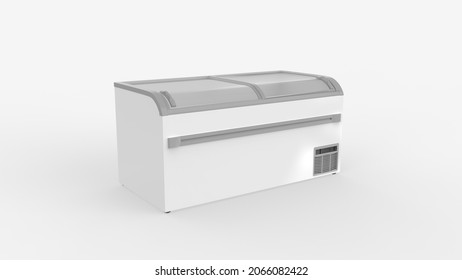 Chest Freezer. Isolated On White Background. 3D Render