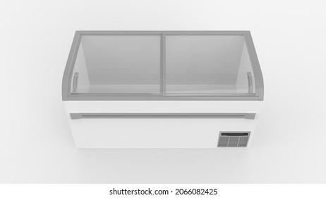 Chest Freezer. Isolated On White Background. 3D Render