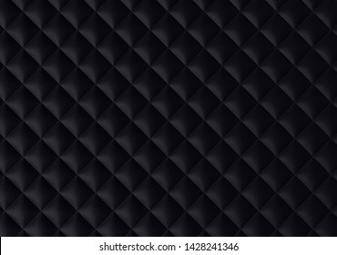Chester textile texture background. Black fabric stitched squares. 3D render.