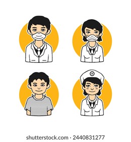 Chibi Cute Doctor, Nurse, and patient illustration cute - Powered by Shutterstock