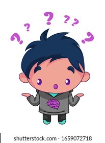 Chibi. Young Man Guy. Doll With Blue Hair. A Man With A Bunch Of Questions. Ignorance. Question. Brains And Knowledge. A Pose Of Surprise.