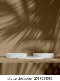 Chic Podium Design with Subtle Shadow Play for Product Showcases. 3d rendering.