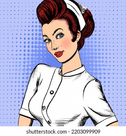 Chic Woman Nurses Uniform Pop Art Stock Illustration 2203099909 ...