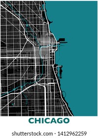 Chicago City Map Big Poster Stock Illustration 1412962259 | Shutterstock