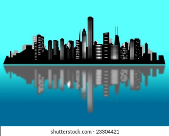 Chicago City Skyline Stock Illustration 23304421