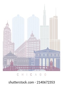 Chicago Skyline Poster Pasteljpg Stock Illustration 2140672353