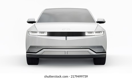 Chicago. USA. June 7, 2022. Hyundai Ioniq 5 2022. Ultra Progressive Electric Hatchback SUV For People Who Love Technology. Gray Car On A White Isolated Background. 3d Illustration