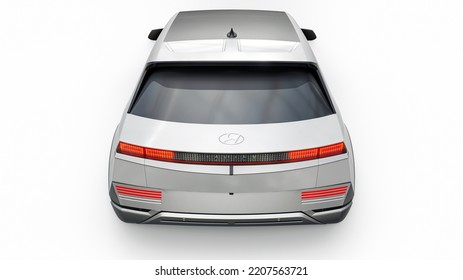 Chicago. USA. June 7, 2022. Hyundai Ioniq 5 2022. Ultra Progressive Electric Hatchback SUV For People Who Love Technology. Gray Car On A White Isolated Background. 3d Illustration