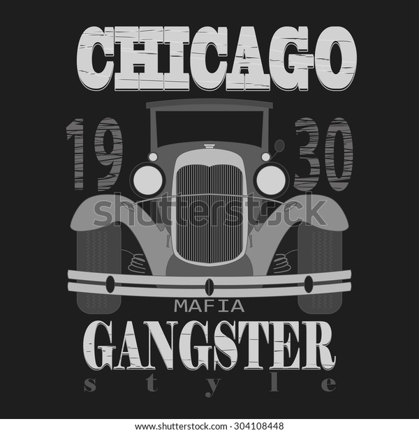 Chicagol\
t-shirt graphic design. Gangster style emblem\
