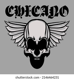 Chicano Joker Skull Illustration Logo Concept.