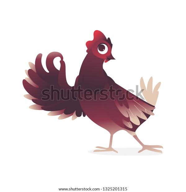 Chicken Cartoon Character Illustration Standing Showing Stock Illustration