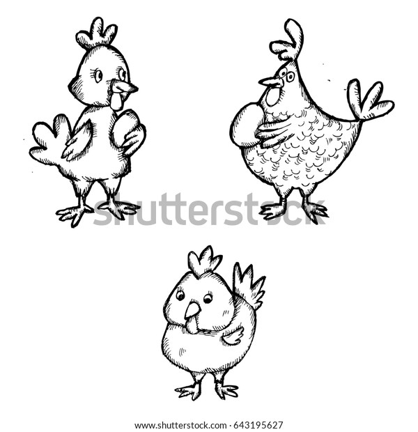 Chicken Drawings Stock Illustration 643195627