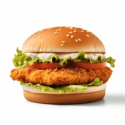 A Chicken Filet Sandwich With Melted Cheese And Special Sauce. Familiar Favorites Updated For Today. A Nostalgic Lunch Option Found At Many Fast Food Restaurants