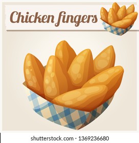 Chicken Fingers In The Paper Basket. Detailed Icon. Series Of Food And Drink And Ingredients For Cooking.