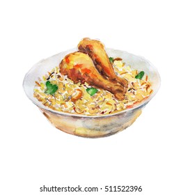 121 Chicken Rice Watercolor Images, Stock Photos & Vectors | Shutterstock