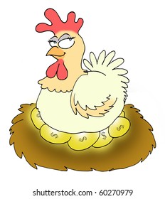 hen with golden eggs clipart free