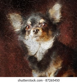 Chihuahua portrait. Simulation of old painting style