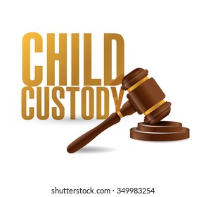 Child Custody Law Hammer Illustration Design Over A White Background