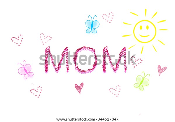 Child Drawing Mothers Day Happy Mothers Stock Illustration 344527847