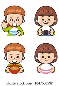 食べる 子供 ご飯 のイラスト素材 画像 ベクター画像 Shutterstock