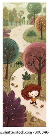child walking in the forest