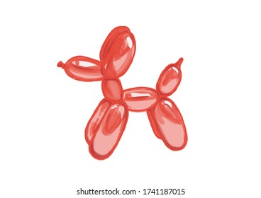 Childre Dog Red Ballon Illustration