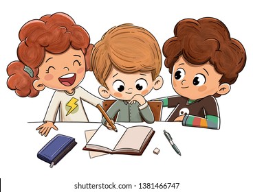 Children Class Doing Homework Stock Illustration 1381466747 | Shutterstock