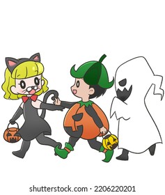 Children Dressing Up For Halloween
