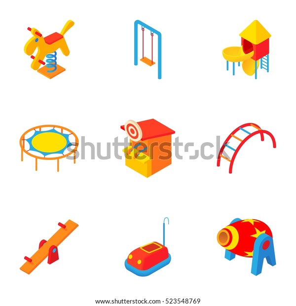 Children entertainment icons\
set. Cartoon illustration of 9 children entertainment  icons for\
web