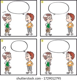 Children Four Grid Comic Blank Speech Stock Illustration 1729012795 ...