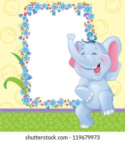 Children frame with elephant for baby photo album